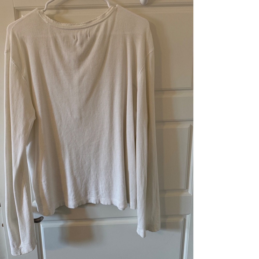 Chicos sz 2(L) womens white cotton button waffle Henley long sleeve shirt top - Picture 4 of 7